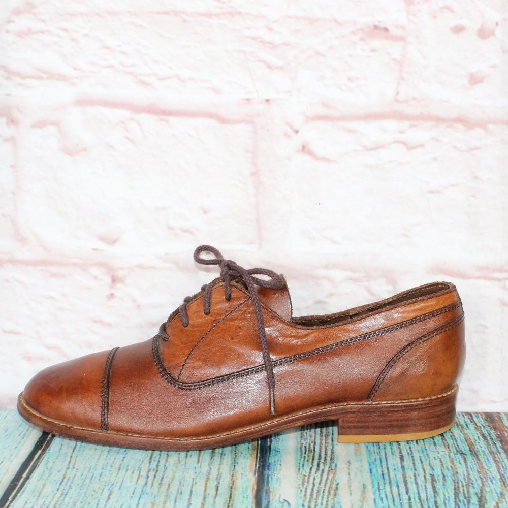 Mia Marta Brown Leather Lace Up Cap Toe Dress Oxford Shoes Size 9 B